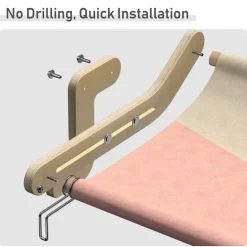 Decor Haustierzubehör|Reinigungswerkzeuge Für Haustiere-Katzenfenstersitz aus Holz – Hängendes Katzenbett zum Sonnenbaden