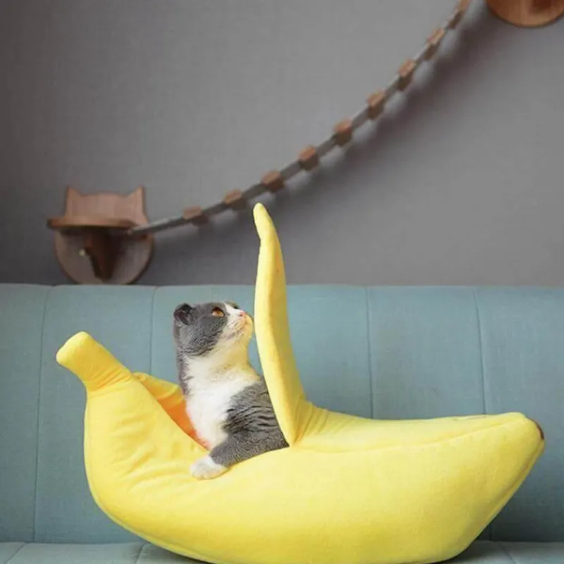 Decor Haustierzubehör|Haustierbetten-Katzenhaus aus Bananenschale – Gemütlicher Unterschlupf für Haustiere in 4 Farben