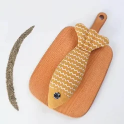 TailTrend Haustierspielzeug-Kauspielzeug aus Leinen für Katzenfische – weiches Plüschkissen für verspielte Katzen