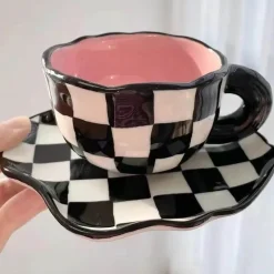 Plates u0026 More Küche & Esszimmer-Kawaii Blumen Keramik Tassen Set mit Löffelschale - Süße Kaffeetassen