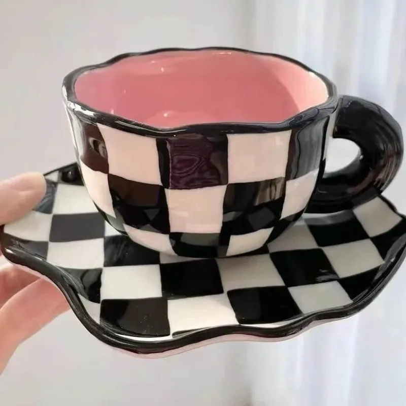 Plates u0026 More Küche & Esszimmer-Kawaii Blumen Keramik Tassen Set mit Löffelschale - Süße Kaffeetassen