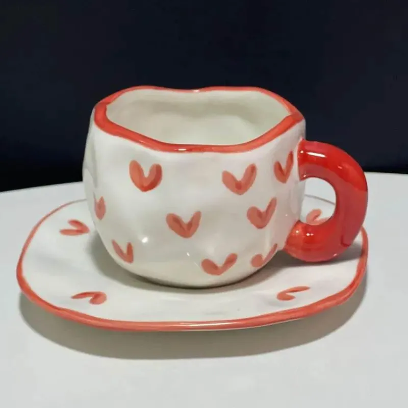 Plates u0026 More Küche & Esszimmer-Kawaii Blumen Keramik Tassen Set mit Löffelschale - Süße Kaffeetassen