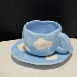 Plates u0026 More Küche & Esszimmer-Kawaii Blumen Keramik Tassen Set mit Löffelschale - Süße Kaffeetassen