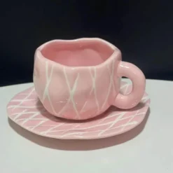 Plates u0026 More Küche & Esszimmer-Kawaii Blumen Keramik Tassen Set mit Löffelschale - Süße Kaffeetassen