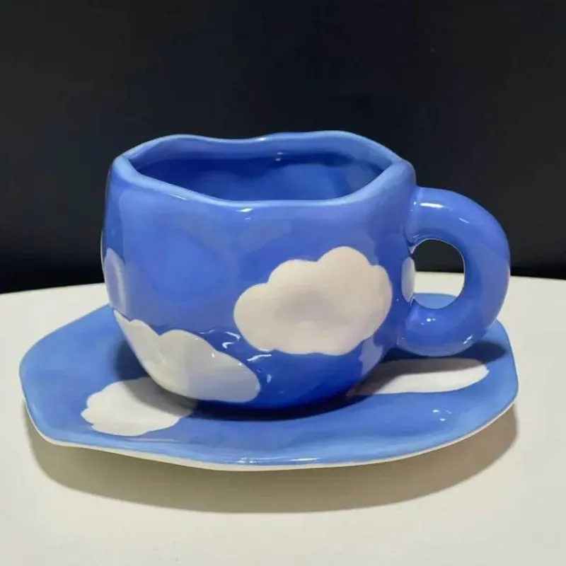 Plates u0026 More Küche & Esszimmer-Kawaii Blumen Keramik Tassen Set mit Löffelschale - Süße Kaffeetassen