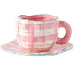 Plates u0026 More Küche & Esszimmer-Kawaii Blumen Keramik Tassen Set mit Löffelschale - Süße Kaffeetassen