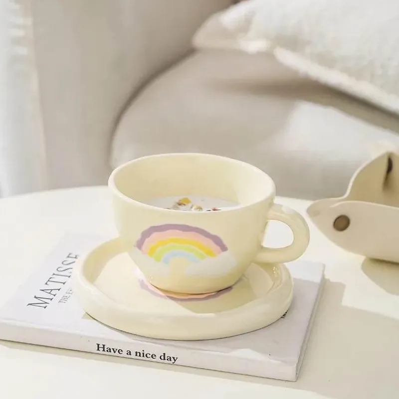 Plates u0026 More Küche & Esszimmer-Kawaii Blumen Keramik Tassen Set mit Löffelschale - Süße Kaffeetassen