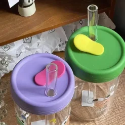 Plates u0026 More Küche & Esszimmer-Kawaii Bubble Tea Cup - 550 ml süßes Trinkgeschirr mit Deckel und Strohhalm