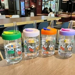 Plates u0026 More Küche & Esszimmer-Kawaii Bubble Tea Cup - 550 ml süßes Trinkgeschirr mit Deckel und Strohhalm