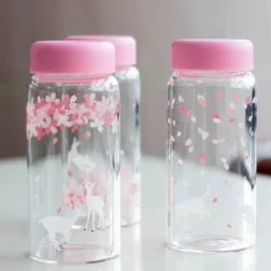 Feast u0026 Flair Küche & Esszimmer-Kawaii Sakura Glas-Wasserflasche – süßes Cartoon-Tier-Design, 310 ml