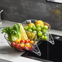 The Culinary Kit Küche & Esszimmer-Küchen-Abtropfkorb – multifunktionales, kristallklares Sieb