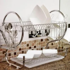 The Decor Haven Küche & Esszimmer-Küchenregal aus Edelstahl – Aufbewahrungslösung für Geschirr-Organizer