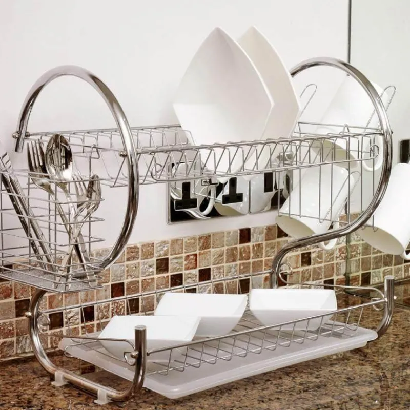 The Decor Haven Küche & Esszimmer-Küchenregal aus Edelstahl – Aufbewahrungslösung für Geschirr-Organizer