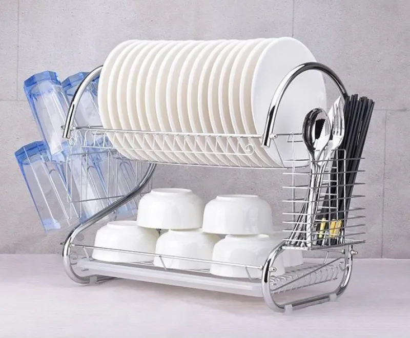 The Decor Haven Küche & Esszimmer-Küchenregal aus Edelstahl – Aufbewahrungslösung für Geschirr-Organizer