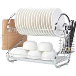 The Decor Haven Küche & Esszimmer-Küchenregal aus Edelstahl – Aufbewahrungslösung für Geschirr-Organizer