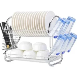 The Decor Haven Küche & Esszimmer-Küchenregal aus Edelstahl – Aufbewahrungslösung für Geschirr-Organizer