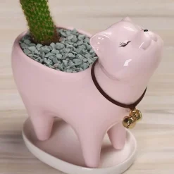 Timeless Vessels Wohndeko-Keramik-Blumentopf in Katzenform – Aufsteigendes Design für Pflanzen