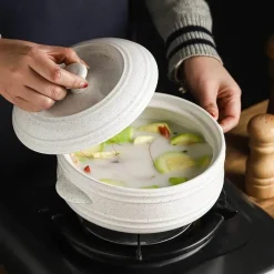 Elegance at the Table Küche & Esszimmer-Keramik-Eintopf – vielseitiges, hitzebeständiges Steingut für Suppen-Bibimbap-Nudeln