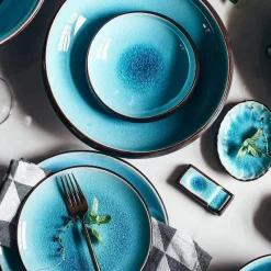 Plates u0026 More Küche & Esszimmer-Keramik-Geschirrset – Blaues Eis-Knisterglasur-Design