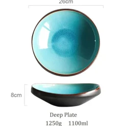 Plates u0026 More Küche & Esszimmer-Keramik-Geschirrset – Blaues Eis-Knisterglasur-Design