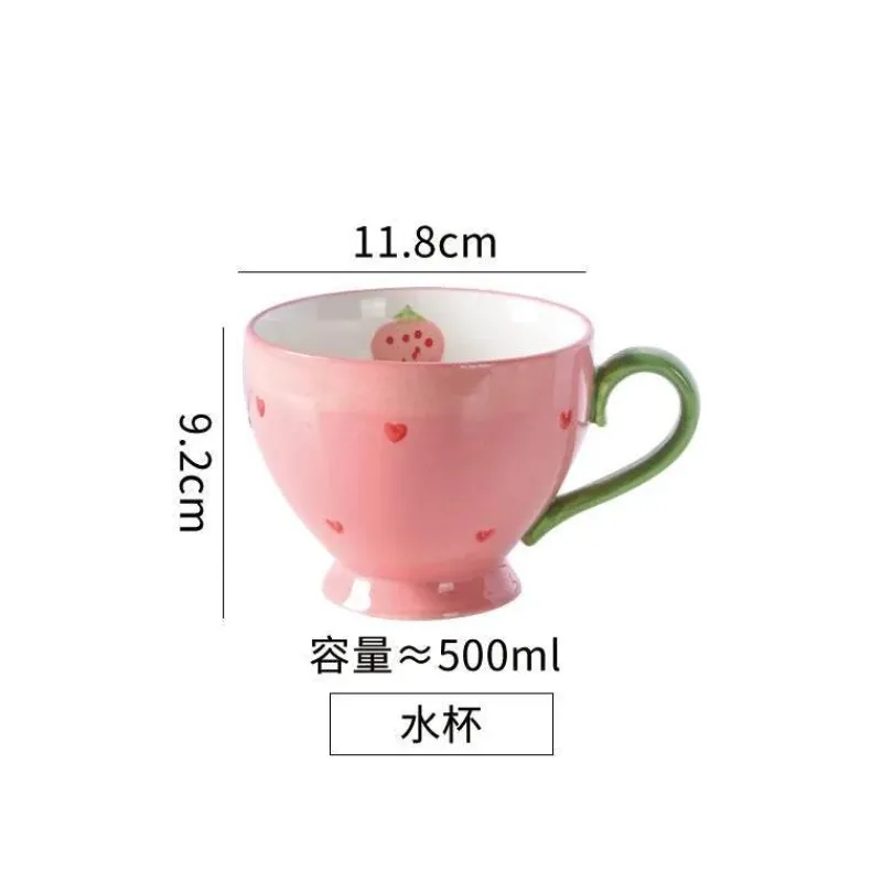 Elegance at the Table Küche & Esszimmer-Keramikgeschirr-Set – handbemalter rosa Erdbeer-Liebesschüssel-Teller