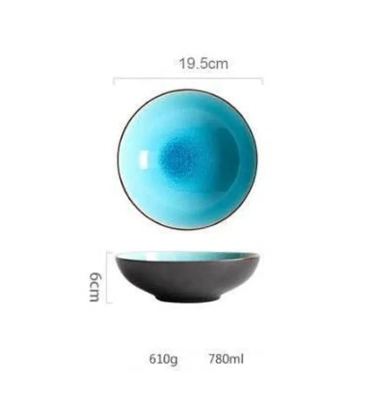 Tom Küche & Esszimmer-Keramikgeschirrset mit rissiger Glasur in Blau