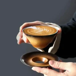 Plates u0026 More Küche & Esszimmer-Keramik-Kaffeetasse und Untertassen-Set – Stilvolle Latte- und Teetasse