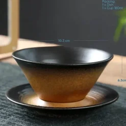 Plates u0026 More Küche & Esszimmer-Keramik-Kaffeetasse und Untertassen-Set – Stilvolle Latte- und Teetasse