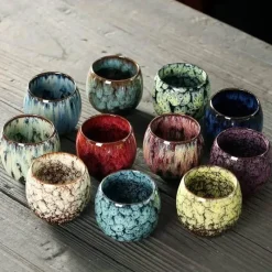 Plates u0026 More Küche & Esszimmer-Keramik-Kung-Fu-Teetassen-Set – handgefertigtes Porzellan-Trinkgeschirr für Kaffee und Wein