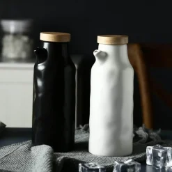 Decor Küche & Esszimmer-Keramik-Ölflaschen-Set – Schwarz-Weiß-Küchendekor
