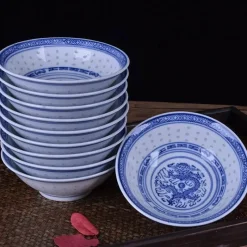 Elegance at the Table Küche & Esszimmer-Keramik-Ramenschüssel – blau-weiße Suppenschüssel aus Porzellan