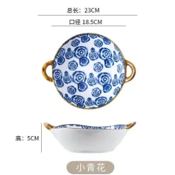 Elegance at the Table Küche & Esszimmer-Keramik-Ramen-Suppenschüssel mit Doppelohr-Design