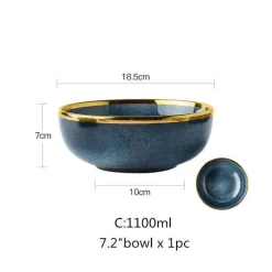 Elegance at the Table Küche & Esszimmer-Keramikschalen-Set mit blauem Farbverlauf – elegante Ess- und Dessertteller