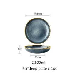 Elegance at the Table Küche & Esszimmer-Keramikschalen-Set mit blauem Farbverlauf – elegante Ess- und Dessertteller