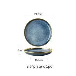 Elegance at the Table Küche & Esszimmer-Keramikschalen-Set mit blauem Farbverlauf – elegante Ess- und Dessertteller