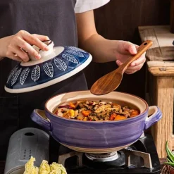 Elegance at the Table Küche & Esszimmer-Keramik-Schmortopf – Hochtemperaturbeständiges Kochgeschirr mit Retro-Blumenmuster