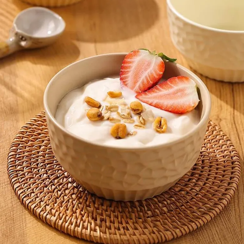 Elegance at the Table Küche & Esszimmer-Keramikschüssel mit Gitterprägung – Dekoratives Küchengeschirr für stilvolles Essen