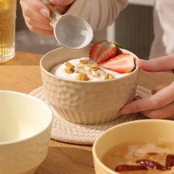 Elegance at the Table Küche & Esszimmer-Keramikschüssel mit Gitterprägung – Dekoratives Küchengeschirr für stilvolles Essen