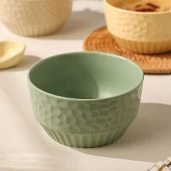 Elegance at the Table Küche & Esszimmer-Keramikschüssel mit Gitterprägung – Dekoratives Küchengeschirr für stilvolles Essen