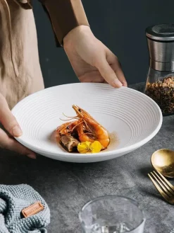 Elegance at the Table Küche & Esszimmer-Keramik-Suppen- und Nudelschüssel-Set – Milchglasur, 4er-Set