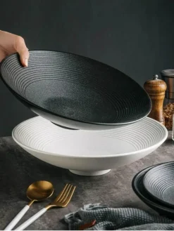 Elegance at the Table Küche & Esszimmer-Keramik-Suppen- und Nudelschüssel-Set – Milchglasur, 4er-Set