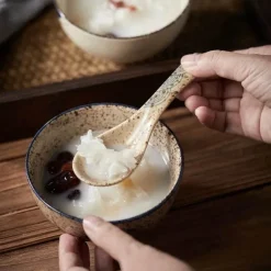 Elegance at the Table Küche & Esszimmer-Keramik-Suppenlöffel-Set – Retro-Ramen-Reislöffel für das Restaurant zu Hause