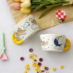 Plates u0026 More Küche & Esszimmer-Keramiktasse mit Bärenmond – süße handbemalte Kaffeetasse