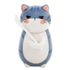 Brew Bliss Küche & Esszimmer-Keramiktasse mit Glückskatze und Löffel – süße Kaffeetasse