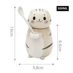 Brew Bliss Küche & Esszimmer-Keramiktasse mit Glückskatze und Löffel – süße Kaffeetasse