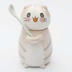 Brew Bliss Küche & Esszimmer-Keramiktasse mit Glückskatze und Löffel – süße Kaffeetasse