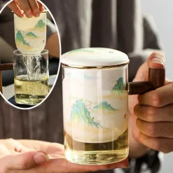 The Cozy Mug Küche & Esszimmer-Keramik-Teefiltertassen-Set – Kreatives, getrenntes Design