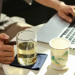 The Cozy Mug Küche & Esszimmer-Keramik-Teefiltertassen-Set – Kreatives, getrenntes Design