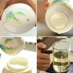 The Cozy Mug Küche & Esszimmer-Keramik-Teefiltertassen-Set – Kreatives, getrenntes Design