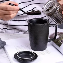 The Cozy Mug Küche & Esszimmer-Keramik-Teetasse mit Deckel – perfekt zum Aufbrühen von Tee zu Hause